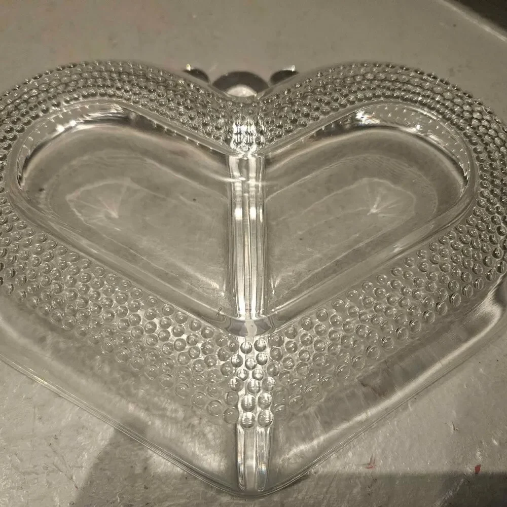 Clear Heart Shaped Divided Glass Dish Duncan and Miller #309 Trinket Dish